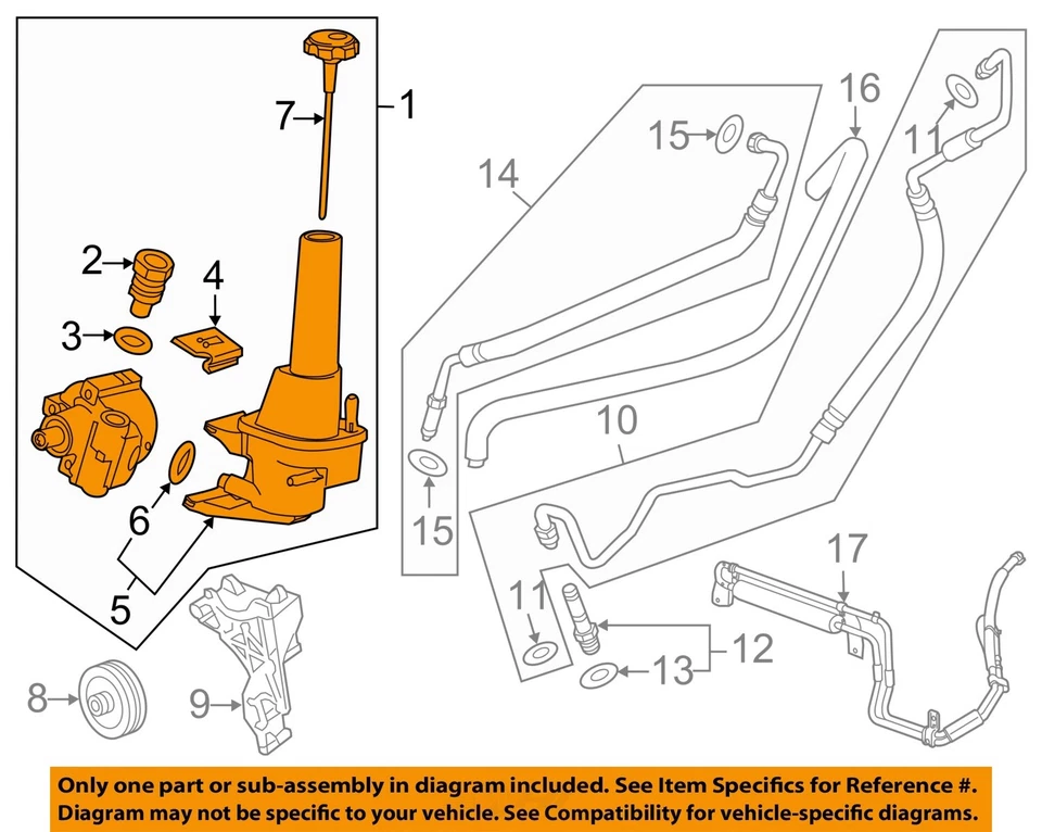 Used Power Steering Pump fits: 2017 Chevrolet Silverado 2500 pickup 6.0 Grade B — 第 3/4 张图片