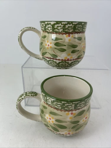 TEMP-TATIONS Ovenware by Tara, Set of 2, 12 oz. COFFEE MUGS, Old World Green