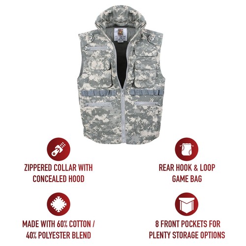 Kids Ranger Vests - Black,Camo & ACU Boys or Girls Adventure/Fishing Vest XS-XL - Picture 4 of 7