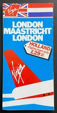 Virgin Atlantic London-Maastricht Brochure & Timetable c1985/1986