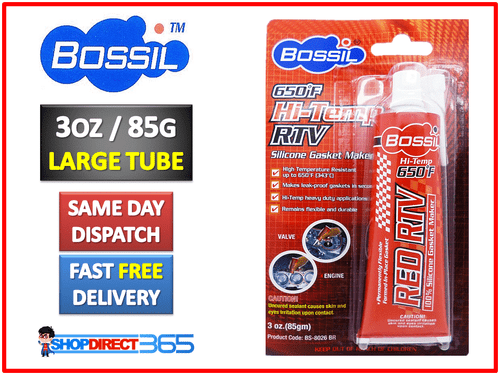 BOSSIL RTV SILICONE INSTANT GASKET MAKER RED HIGH TEMP SEALANT 3OZ 85G TUBE NEW - Picture 3 of 3