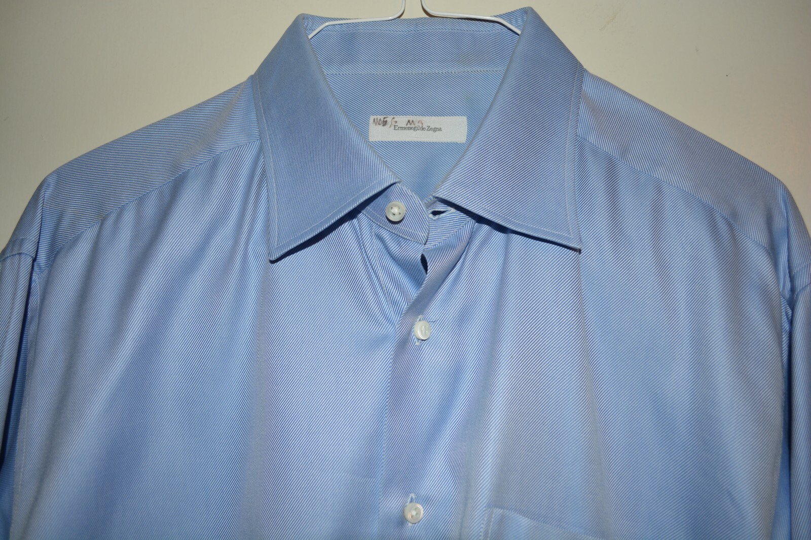 $525 MINT Ermenegildo Zegna Blue Twill Cotton Dress Shirt 18 36