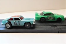 1977 Vintage TCR HO JAM Car #41 Glow Dodge & Green #22 Slot Cars, Set of 2