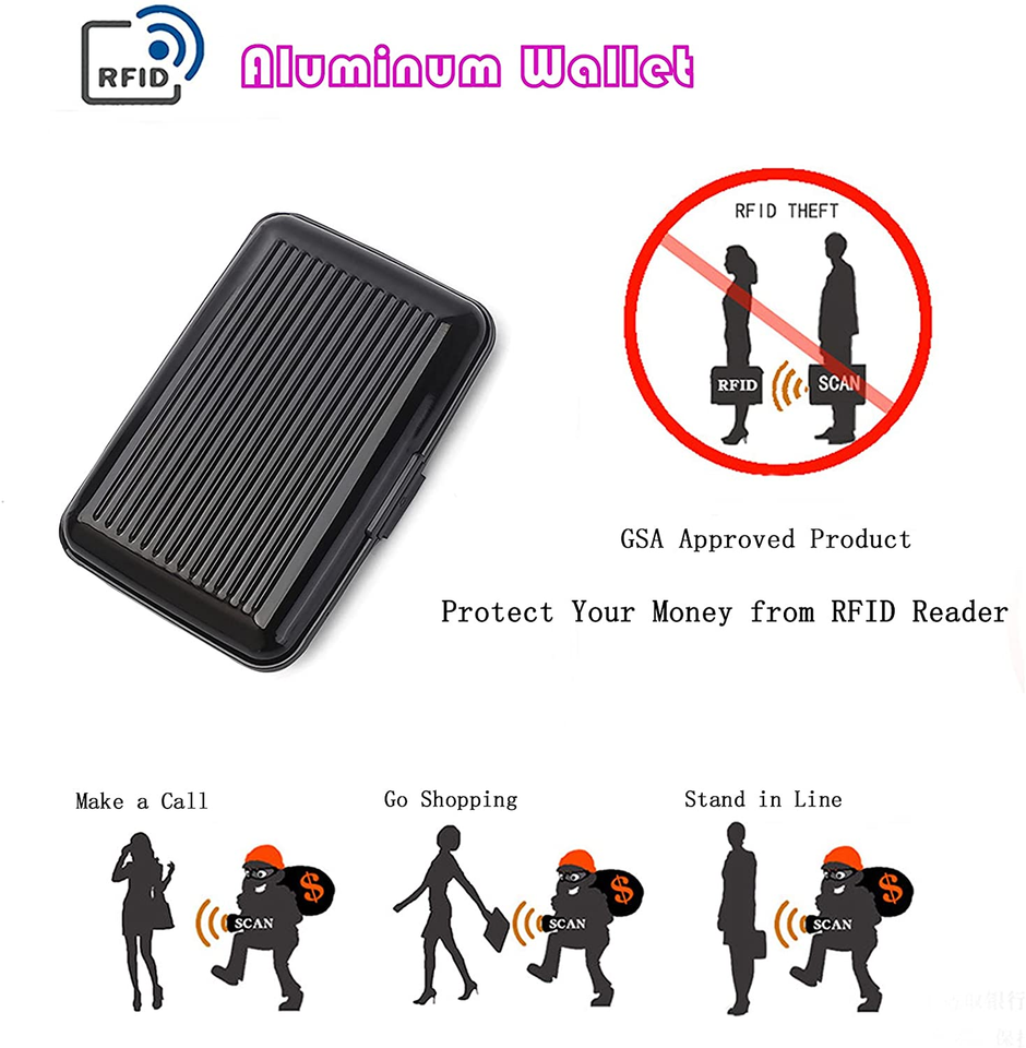 Men PU Leather RFID Blocking Credit Card Holder Money Clip Bank Visa Card Thin Case Slim Ling Wallet