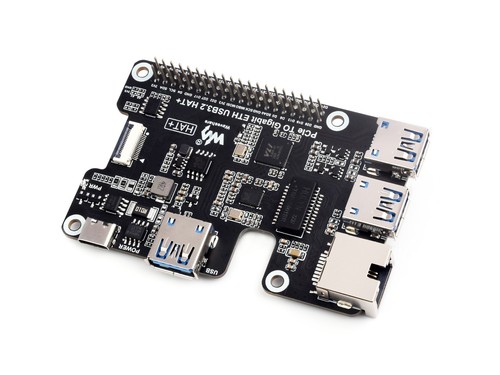Waveshare PCIe To Gigabit Ethernet And USB 3.2 Gen1 HAT For Raspberry Pi 5 - Picture 2 of 10