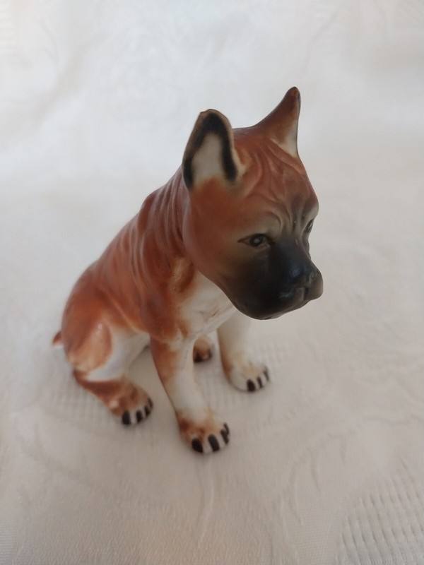 Vintage Ceramic Ucagco Boxer Figurine  Hand Painted Bisque Finish Japan
