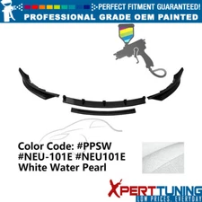 Fits 17-23 Tesla Model 3 4PC Front Bumper Lip Painted #PPSW White Water Pearl