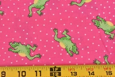 By 1/2 Yd, Smiling Green Frogs on Hot-Pink Quilt Cotton/Oakhurst/Signature,P8444