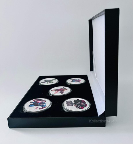 Marvel Superheroes - Iron Man Spiderman Thor Hulk 5 Silver Plated Coins Box Set - Picture 4 of 4