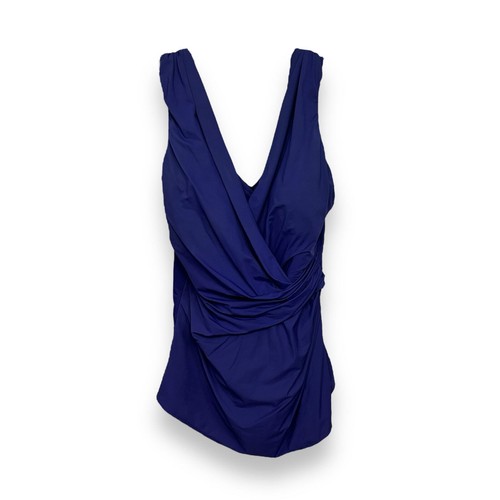 Lands’ End Royal Purple One Piece Bathing Suit with Front Wrap Skirt