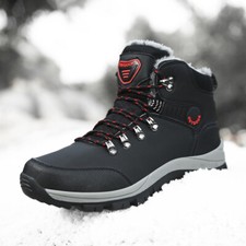 Men's Winter Warm Waterproof Snow Fur Boots Hiking Outdoor Leather Work Shoes