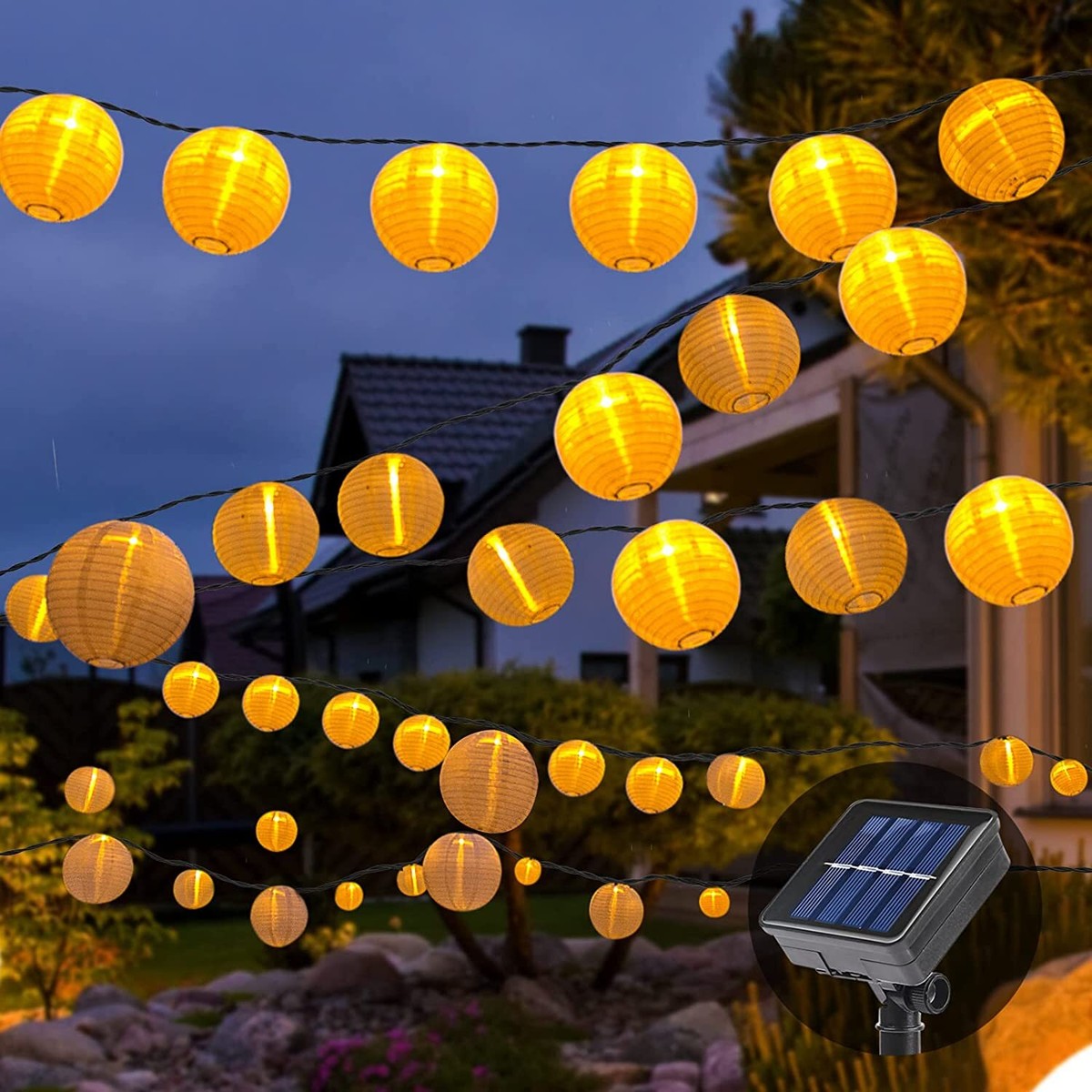 FANSU Solar Lichterkette Außen - 5m, 20 LED, 8 Modi, IP44 Wasserdicht Für Garten & Balkon