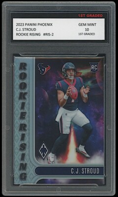 cj stroud graded card CJ Stroud 2023 Panini Phoenix Rising 1st Graded 10 NFL Rookie Card C.J.  Texans