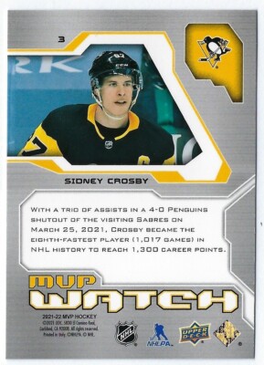 2021/22 MVP Hockey 20th Anniversary GOLD card# of Sidney Crosby