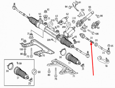 NEW MERCEDES-BENZ S-CLASS W220 STEERING RACK TIE ROD A2203381215  