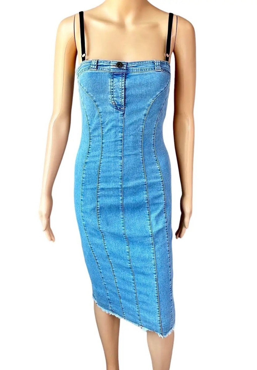 DOLCE&GABBANA DENIM レース デニム スカート 38 Denim corset top with logo tag in Blue for Women