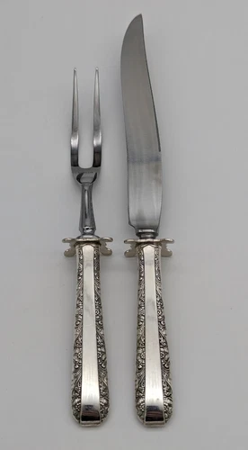 2 Pcs Towle Sterling Silver Candlelight Meat Carving Set Fork and Knife