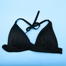 Victorias Secret Large Black Triangle Halter Plunge Bikini Top Beach Swimwear VS