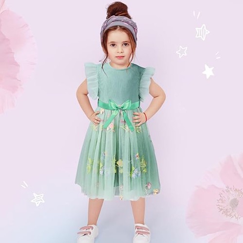 Baby Girl Tulle Dress Kids Ruffle Sleeveless Princess Dress Summer Outfits 2-6T - Picture 9 of 15
