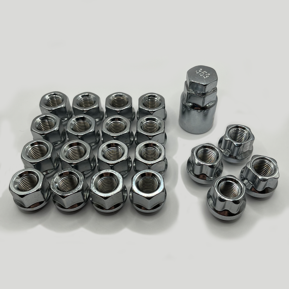 M12x1.5 Open Wheel Nuts (Zinc) x 16 + Locks For Hyundai Getz i10 i20