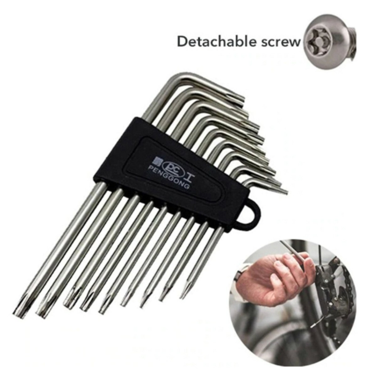 ☆6 ☆15 A57 A46 A48 ララン 9 Pcs Hex Star Alan Key Wrench Set Drilled Tips L Shape Kit