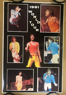 The Rolling Stones 1981 world tour vintage poster mick jagger