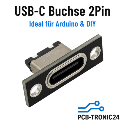 USB Typ C Buchse 2Pin Stromanschluss DIY Reparaturmodul Nachruesten für Arduino