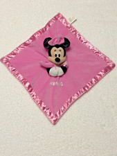 Disney Minnie Mouse Pink Security Blanket Lovey Blanket wtih Rattle