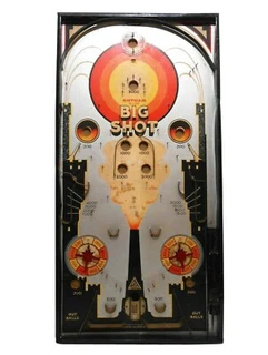 VINT 1930'S BIG SHOT 'GOTHAM' LITHO'D/PAINTED TIN PINBALL BAGATELLE GAMEBOARD