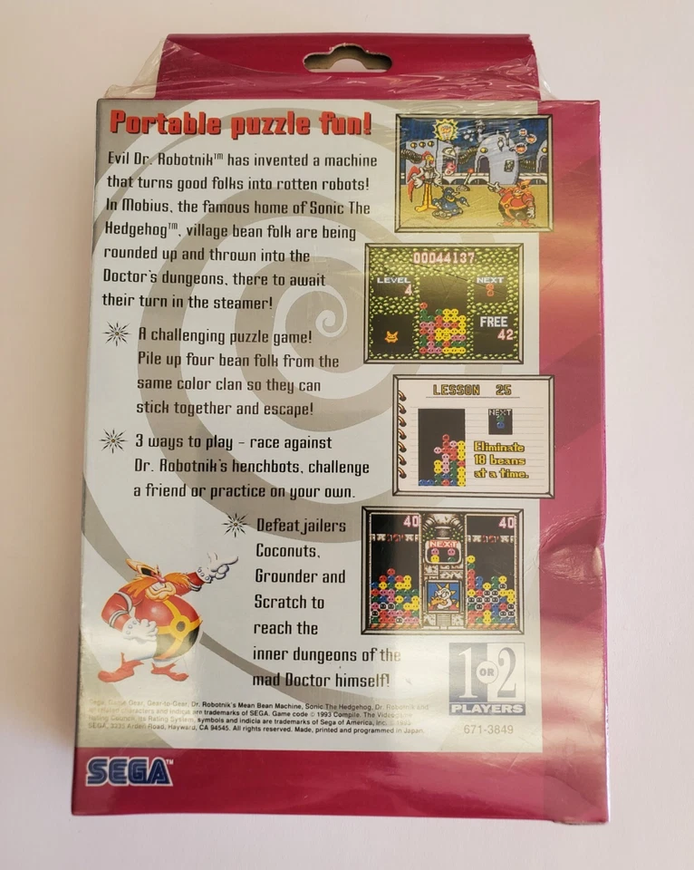 BRAND NEW Dr. Robotnik's Mean Bean Machine (Sega Game Gear, 1993) - Image 2 of 4