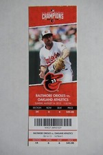 BALTIMORE ORIOLES VS ATHLETICS 8/16/2015 FULL TICKET ~ ADAM JONES (2 HRs) 