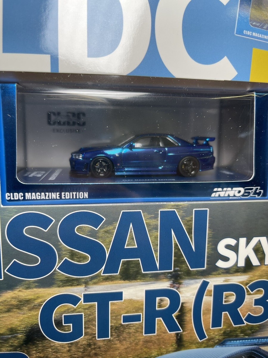 1/64 INNO 64 日産 GTR(R34)ブルークローム CLDC限定 INNO64 x CLDC 1:64 Nissan GTR R34 (Chrome Blue Carbon Fiber