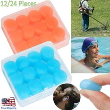 12/24pcs Reusable Silicone Ear Plugs For Sleeping Study Noise Cancelling Earplug