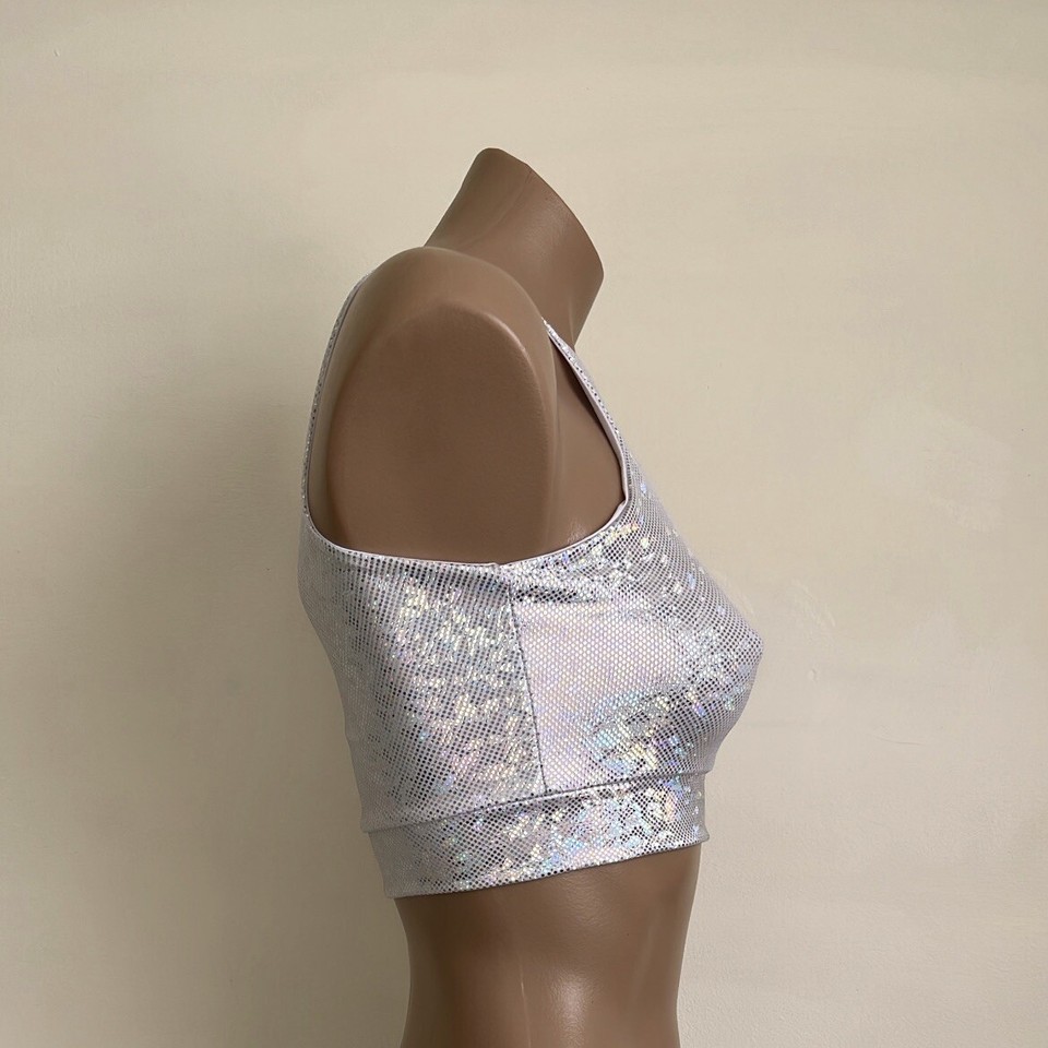 Schminke 💿 UV spandex bra top distressed dance wear club crop