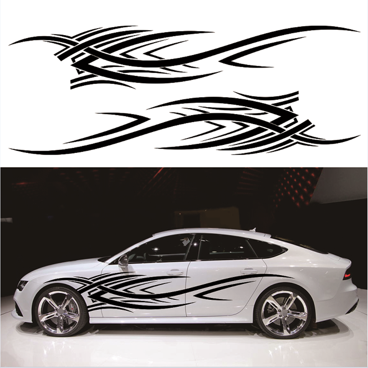 2Pcs Car Door Body Side Fire Flame Graphics Stickers Vinyl Decal DIY Decoration