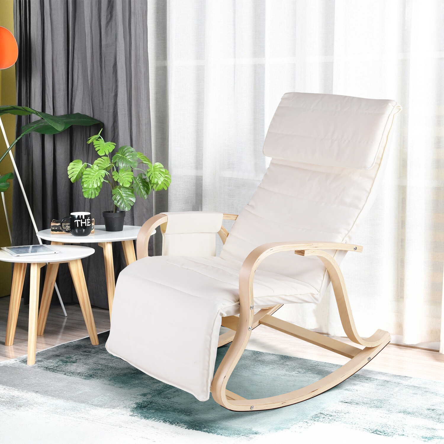 Immagine 11 - Sedia a Dondolo Poltrona Relax Poltroncina Sedia Pieghevole in massello 150kg