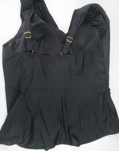 LANDS END Black V-neck Adjustable Straps Tankini Swimsuit Top Womens 20W NEW - Picture 10 of 10