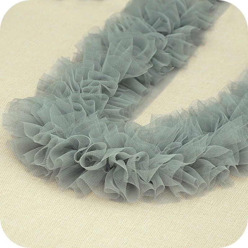 Ruffle Pleated Mesh Edging Fabric Lace Trim Frill Skirt Wedding Dress DIY Sewing - Image 4 of 4