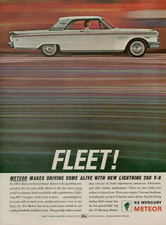 1963 Mercury Meteor Lightning 260 V-8 Engine White Coupe Fleet Vintage Print Ad 1963 Mercury Meteor Lightning 260 V-8 Engine White Coupe Fleet Vintage Print Ad