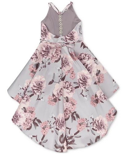 Speechless Big Girls Sleeveless Woven Floral Mikado High-Low Dress, Multi, 14 - Picture 2 of 3