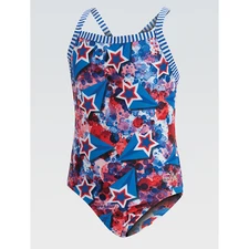 Dolfin Uglies Girls Liberty One-Piece Swimsuit Red/White/Blue Size 14 NWT