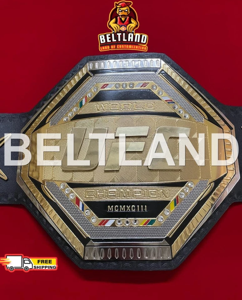 Cinturón título campeonato UFC Legacy 2 mm oro zinc talla adulto réplica cinturón Foto 2 de 4
