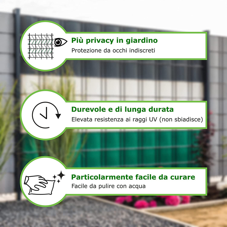 Schermo Privacy In PVC Per Recinzioni - 50m X 19cm, 450g/m², Con Clip, Per Giardino E Terrazza - Foto 8