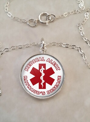 Raynaud's Disease Medical Alert Sterling Silver 925 Pendant Necklace