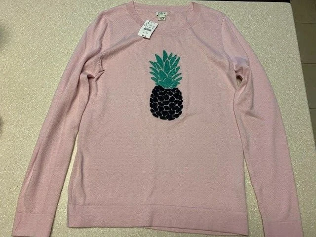 J Crew ladies pink pineapple sweater size XS NWT $69.50 | eBay