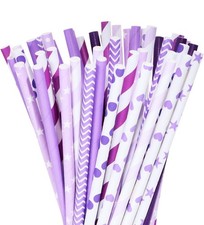 Biodegradable Paper Straws Purple 150 Pack Eco Friendly Straws for Parties