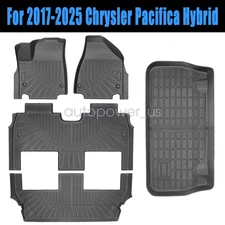 TPE Floor Mats & Trunk Cargo Liner Black For 2017-2025 Chrysler Pacifica Hybrid