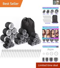 24-Piece Self-Grip Hair Curlers Set in Rose Red - 4 Sizes With Clips Bag