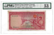 53 PMG 50 Francs ND(1957-1959) Congo Belgian Congo Banknote # 32