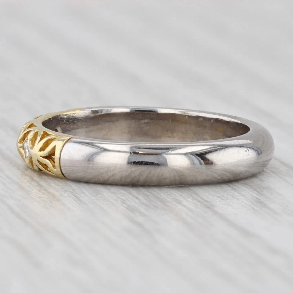 Alishan Diamond Ring 18k Yellow White Gold Size 6.25 Stackable Band Wedding - Image 3 of 4